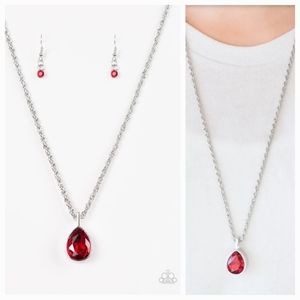 MILLION DOLLAR DROP RED NECKLACE/EARRING SET